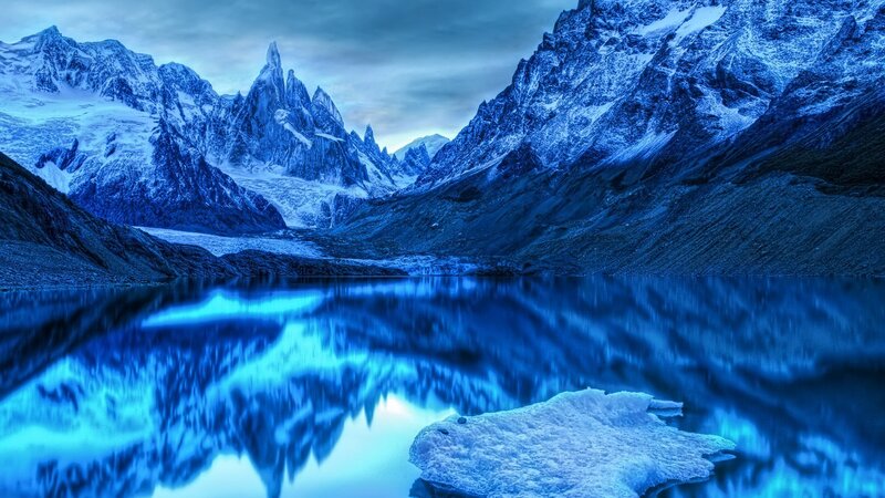 Snow-covered Mountains — Blue, Serene, Winter, Photograph, Lake, Iceberg