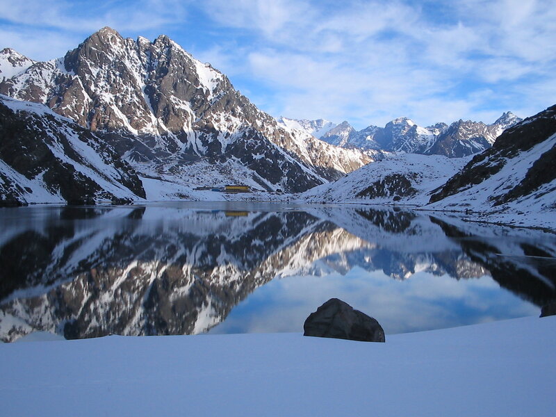 Snow-covered Mountains — Blue, Serene, Winter, Photograph, Lake, Rock