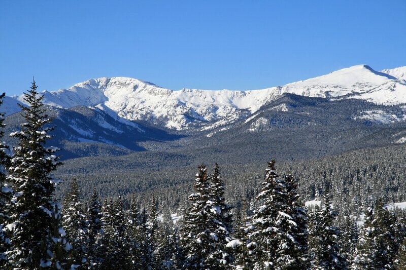 Snow-covered Mountains — Blue, Serene, Winter, Photograph, Pine Trees, Forest