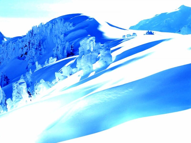 Snow-covered Mountains — Blue, Serene, Winter, Photograph, Snow, Trees