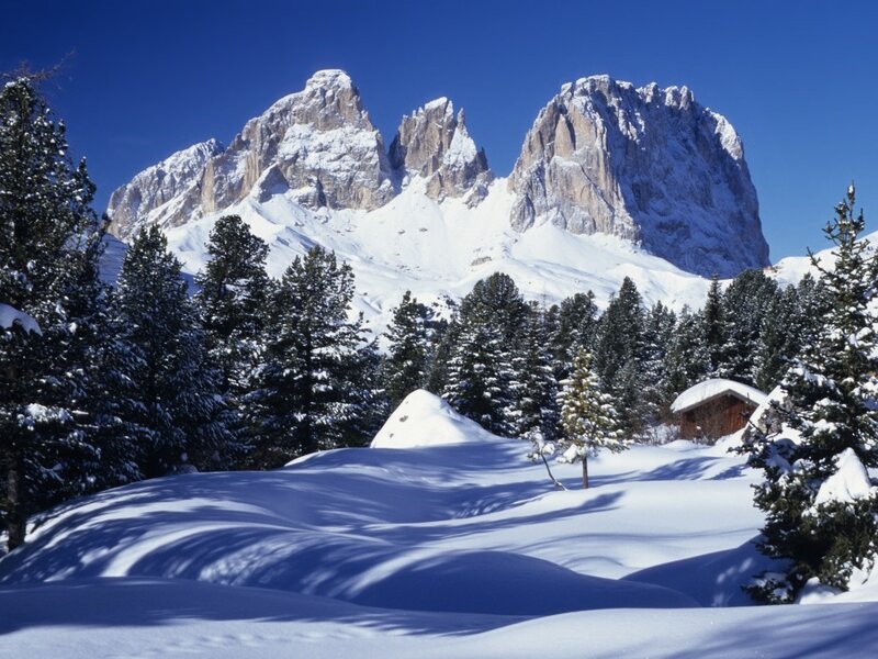 Snow-covered Mountains — Blue, Serene, Winter, Photograph