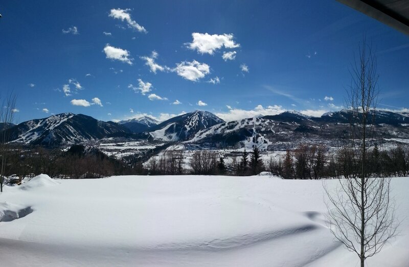 Snow-covered Mountains — Blue, Serene, Winter, Photograph, Trees, Sky, Clouds