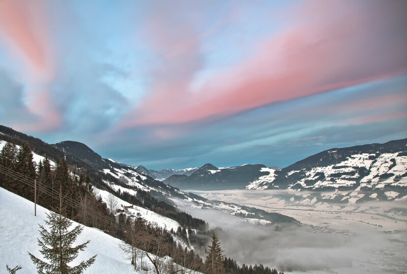 Snow-covered Mountains — Blue, Serene, Winter, Photograph, Valley