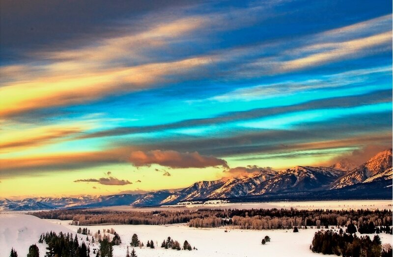Snow-covered Mountains — Blue