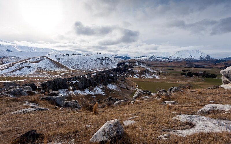Snow-covered Mountains — Brown, Dramatic, Winter, Photograph
