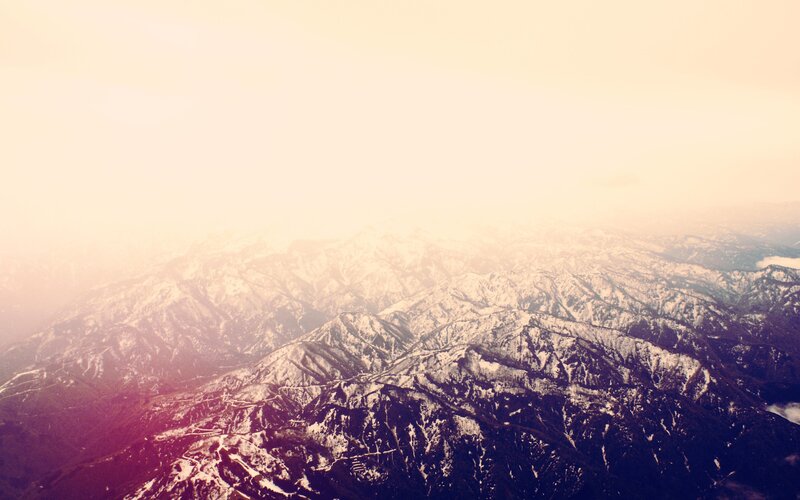 snow-covered mountains from above