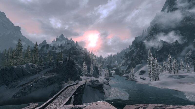 Snow-covered Mountains — Gray, Dramatic, Sunset