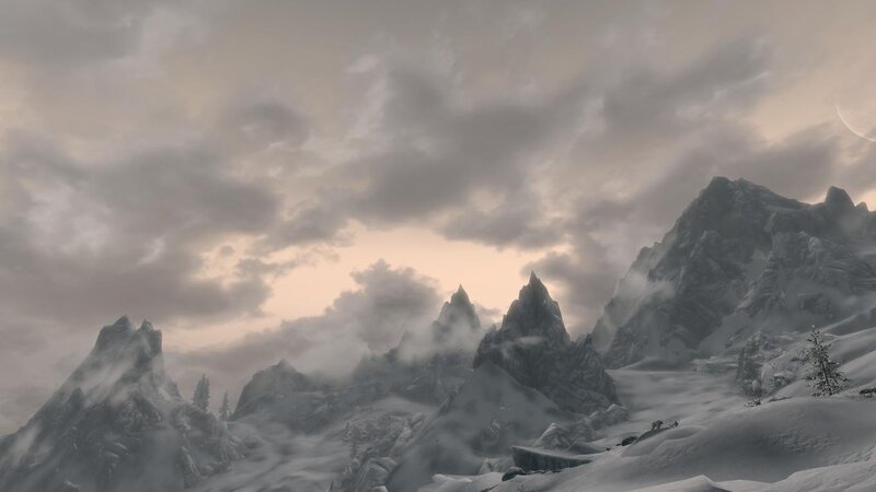 Snow-covered Mountains — Gray, Dramatic, Winter, 3d Render