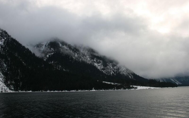 Snow-covered Mountains — Gray, Overcast