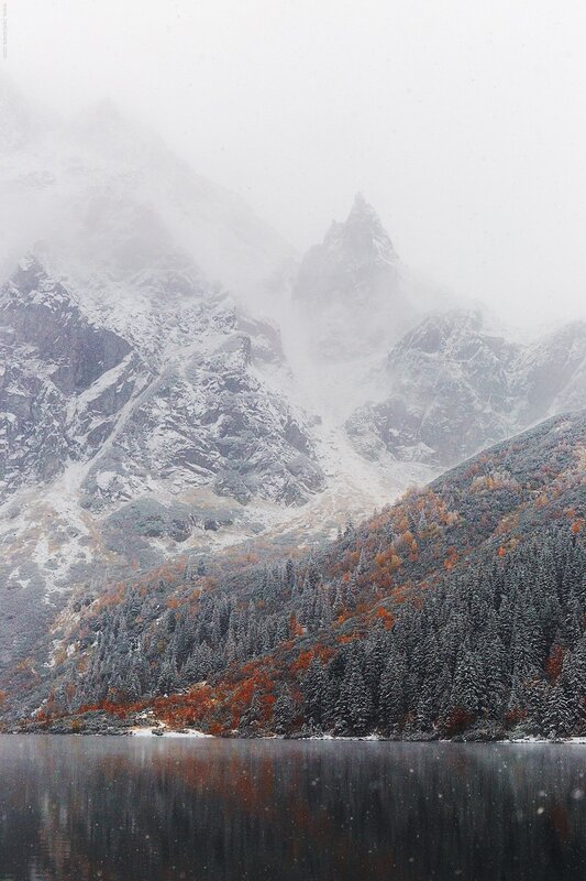 Snow-covered Mountains — Gray, Serene, Winter