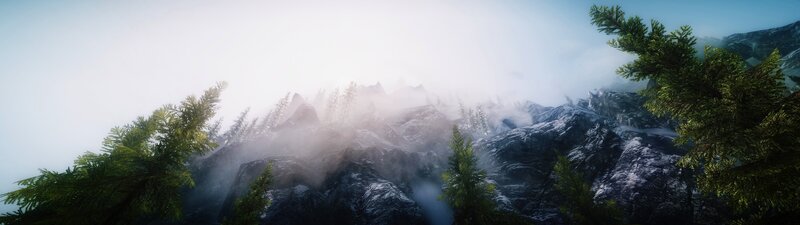 Snow-covered Mountains — Green, Misty, 3d Render
