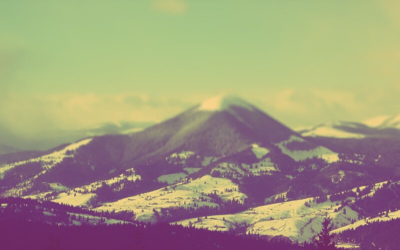 Snow-covered Mountains — Green, Serene, Winter
