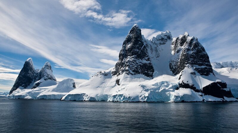 Snow-covered mountains in Antarctica