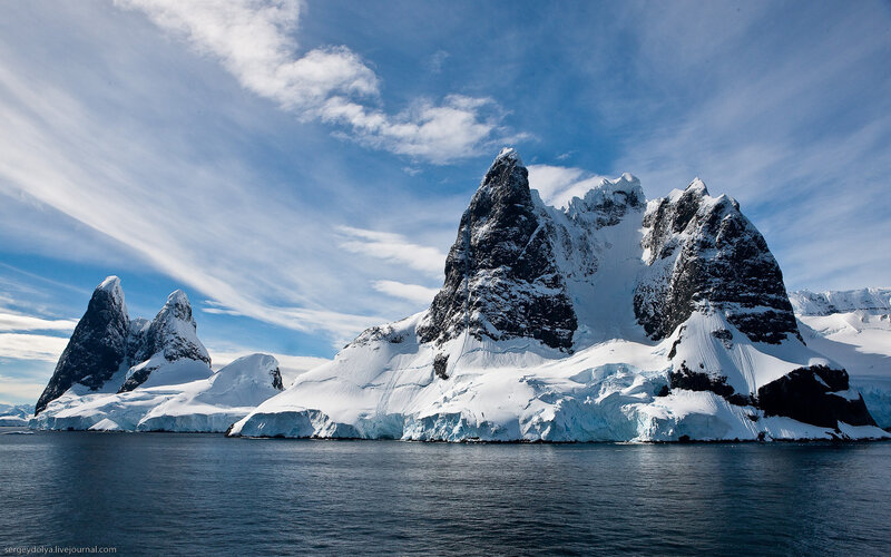 Snow-covered mountains in Antarctica