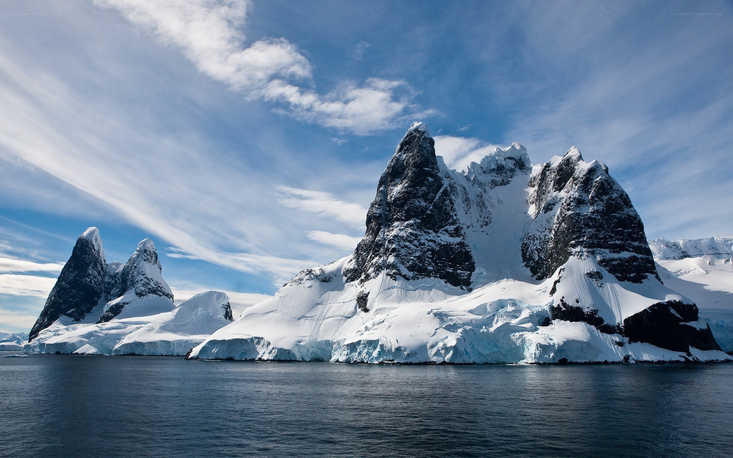 Snow-covered mountains in Antarctica