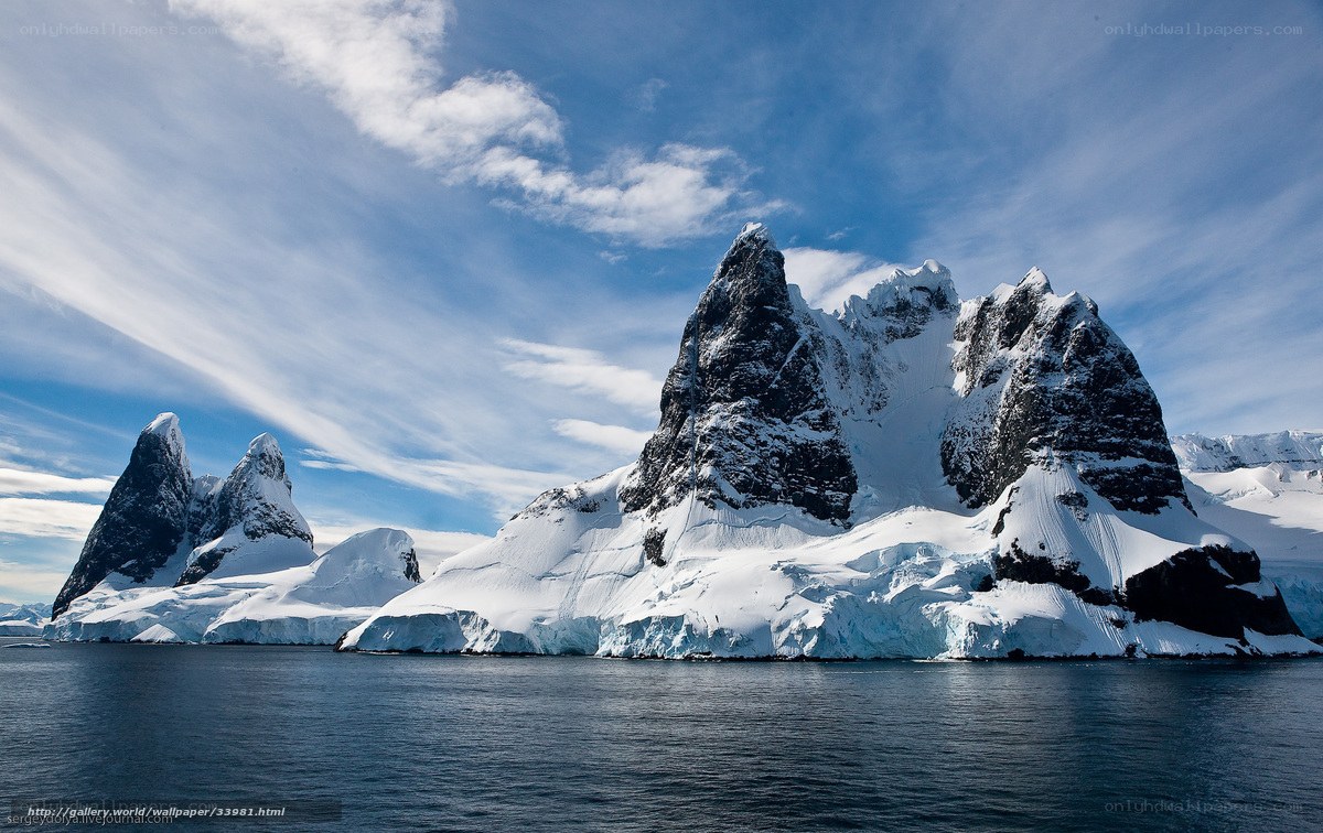 Snow-covered mountains in Antarctica