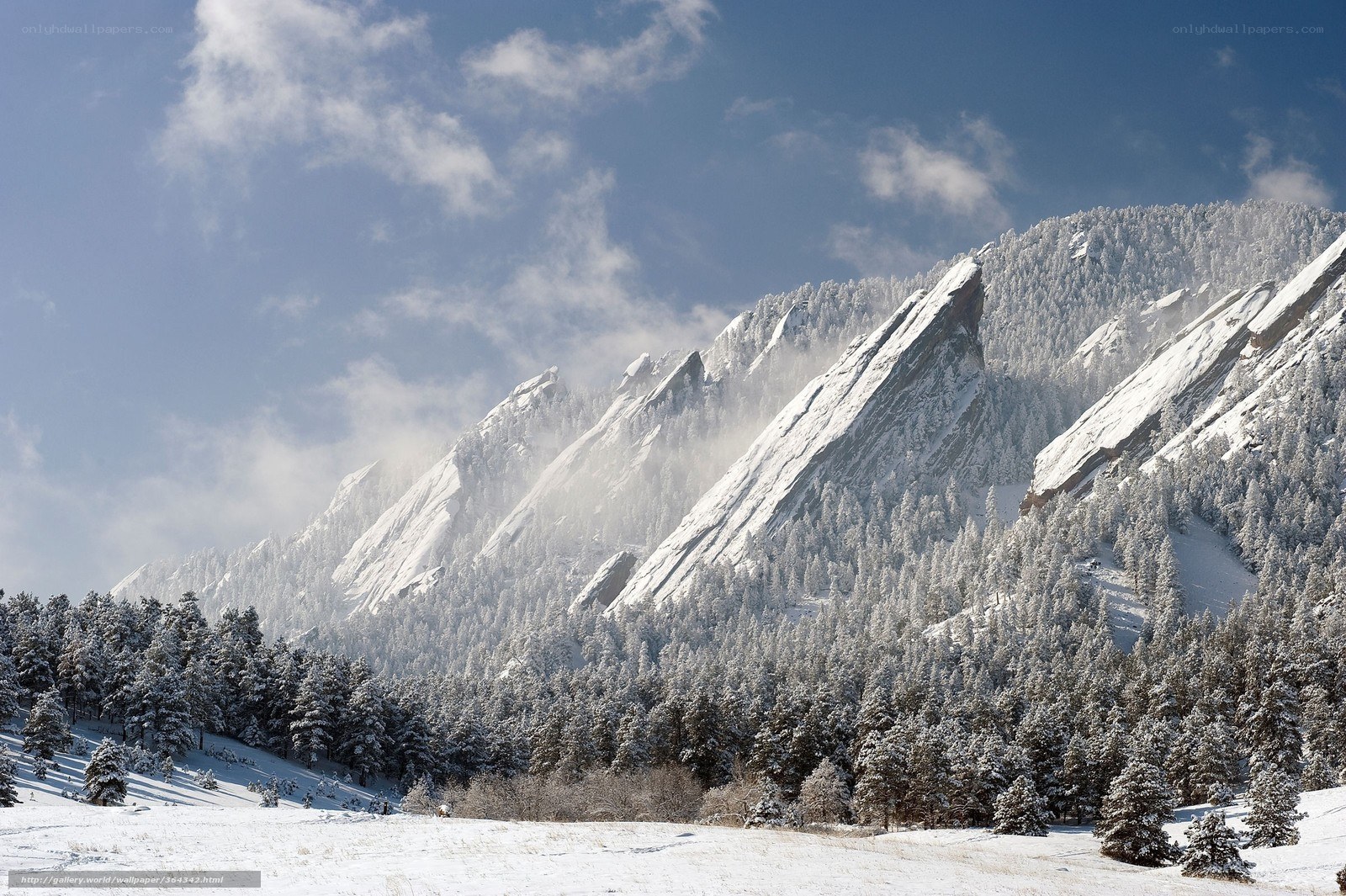 Snow-covered mountains in winter