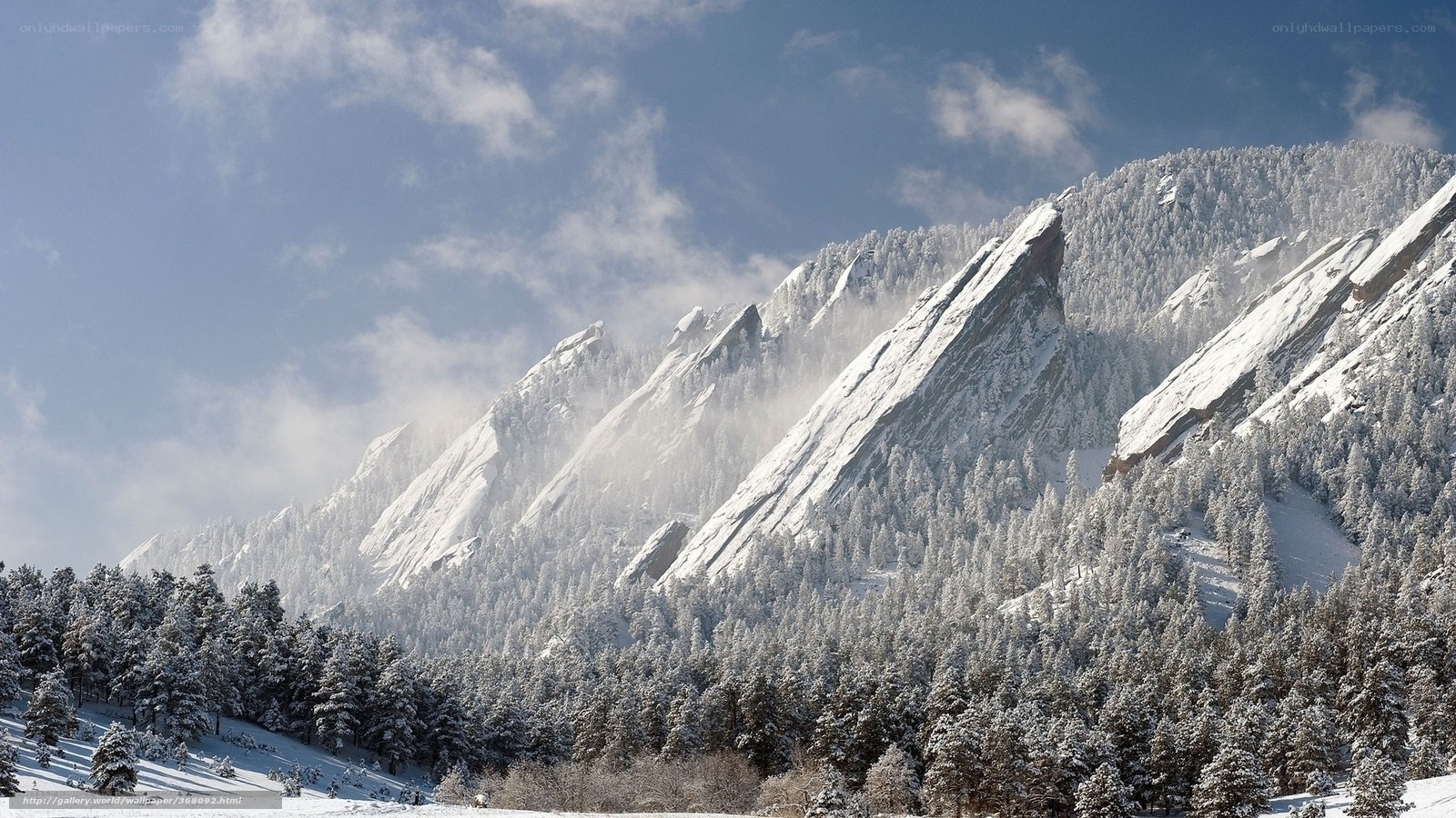 Snow-covered mountains in winter