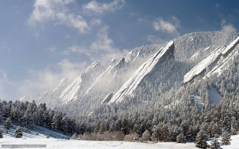 Snow-covered mountains in winter
