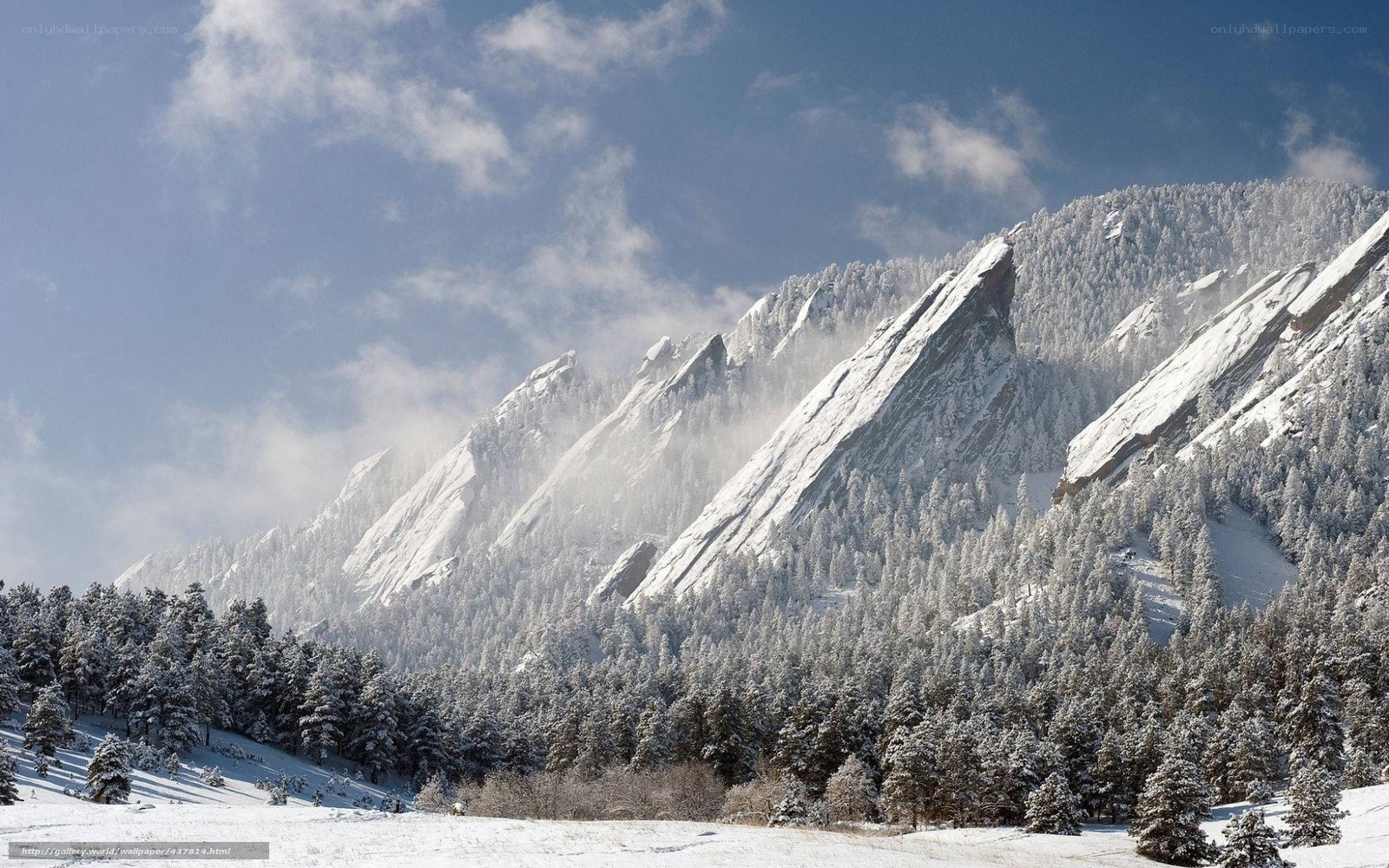 Snow-covered mountains in winter