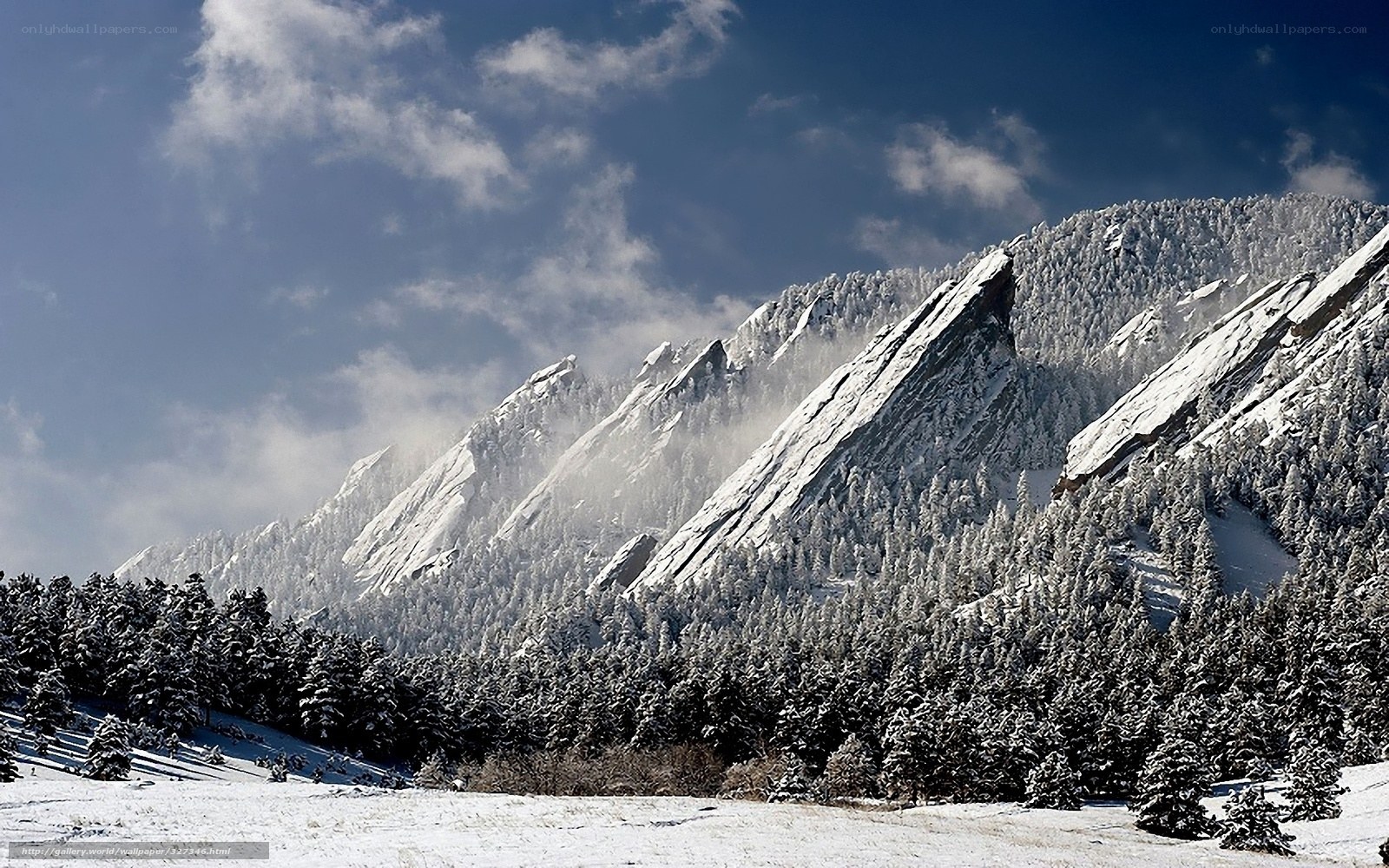 Snow-covered mountains in winter