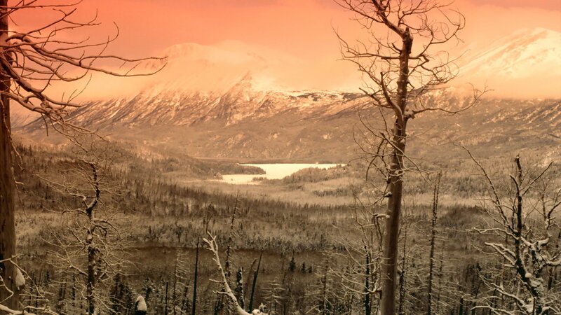 Snow-covered Mountains — Orange, Dramatic, Winter, Photograph