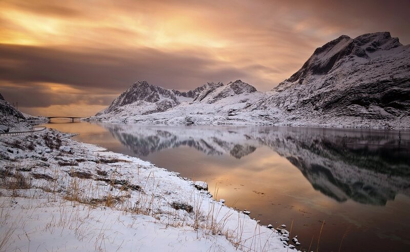 Snow-covered Mountains — Orange, Serene