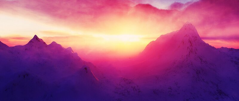 Snow-covered Mountains — Pink, Dramatic