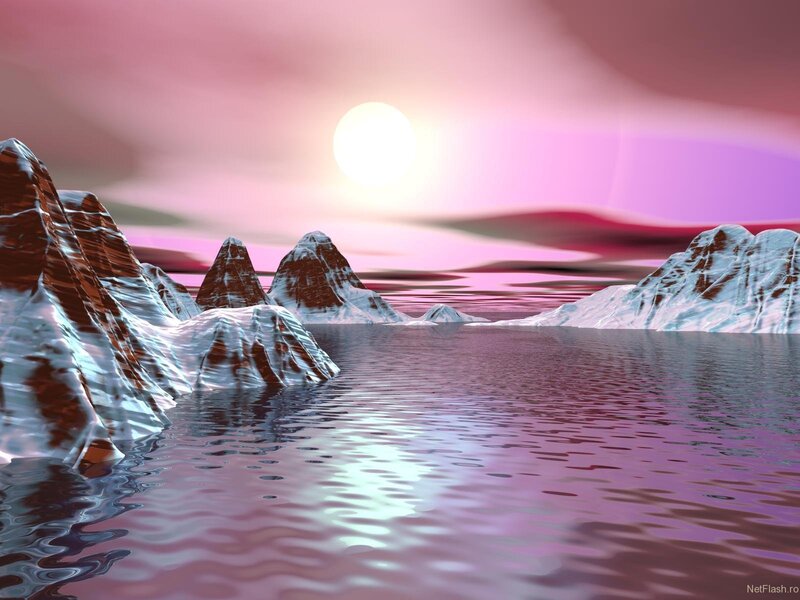Snow-covered Mountains — Pink, Serene