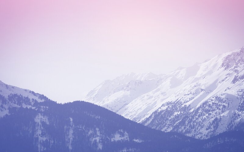 Snow-covered Mountains — Pink, Serene, Winter, Photograph, Trees