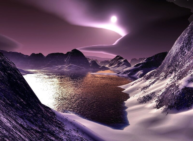 Snow-covered Mountains — Purple, Dramatic, Night
