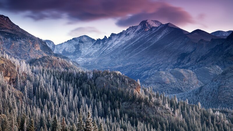 Snow-covered Mountains — Purple, Dramatic, Sunrise