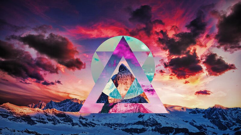 Snow-covered Mountains — Purple, Dramatic, Sunset, Digital Art, Mountain