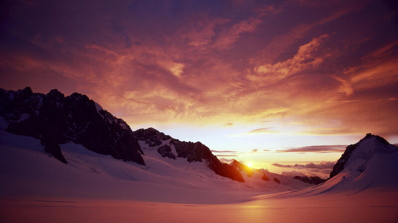 Snow-covered Mountains — Purple, Dramatic, Sunset, Photograph