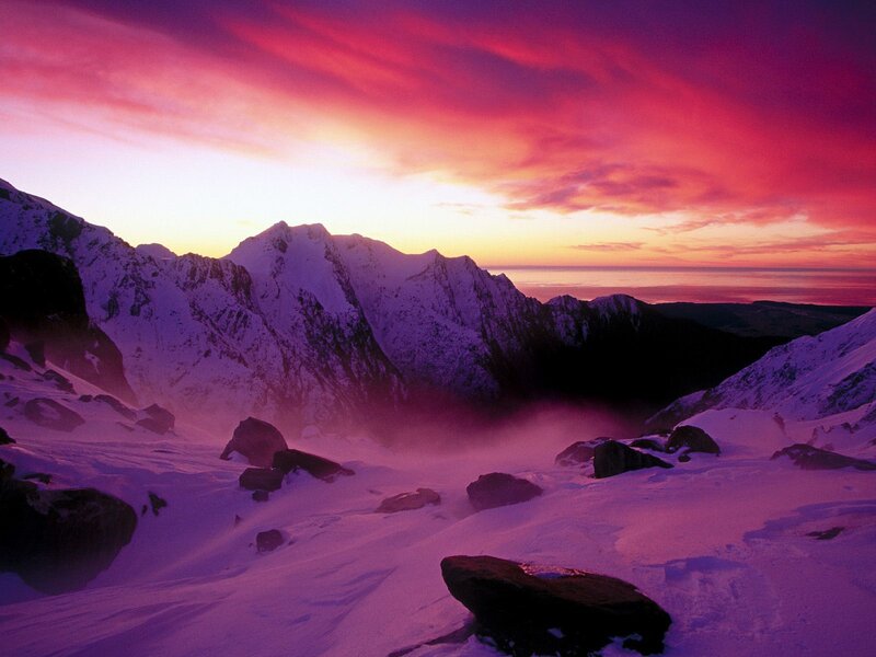 Snow-covered Mountains — Purple, Dramatic