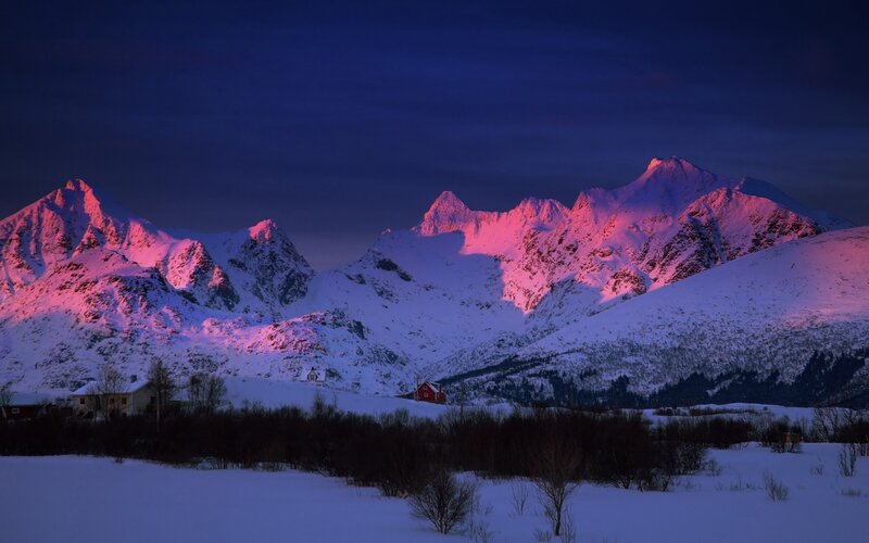 Snow-covered Mountains — Purple, Dramatic, Winter, Photograph