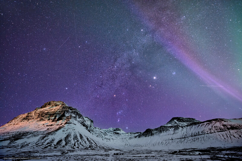 Snow-covered Mountains — Purple, Serene, Night, Photograph, Stars