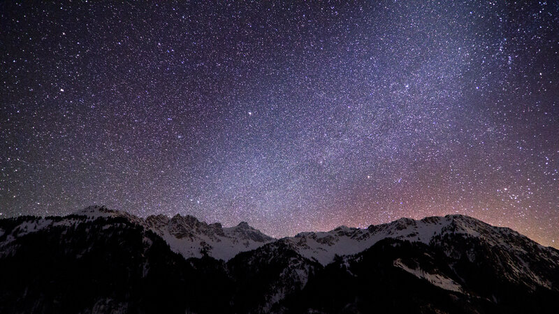 Snow-covered Mountains — Purple, Serene, Night, Photograph