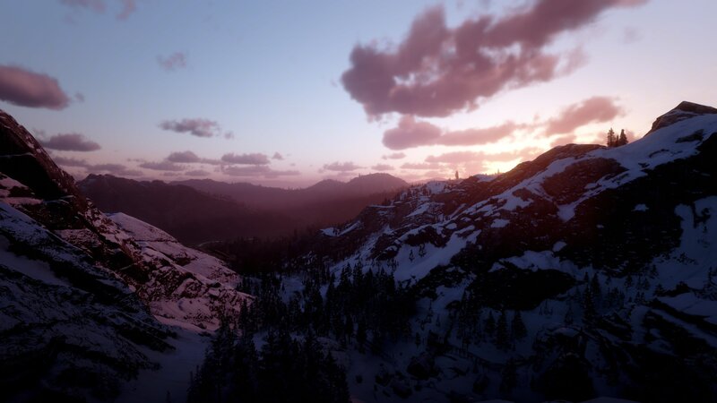 Snow-covered Mountains — Purple, Serene, Sunset, 3d Render