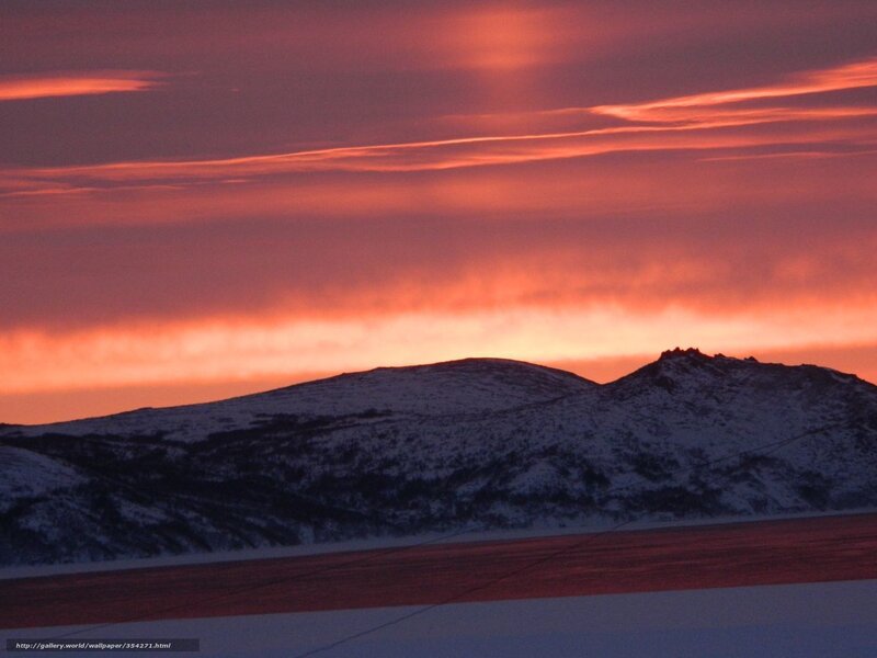 Snow-covered Mountains — Red, Dramatic, Sunset, Photograph, Sky, Clouds