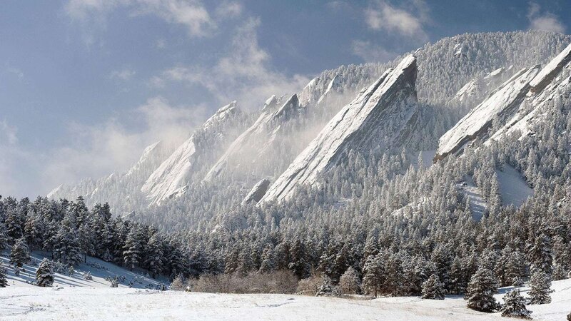 Snow-covered Mountains — Serene, Trees