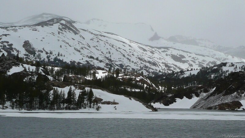 Snow-covered Mountains — White, Cold, Winter, Photograph, Lake