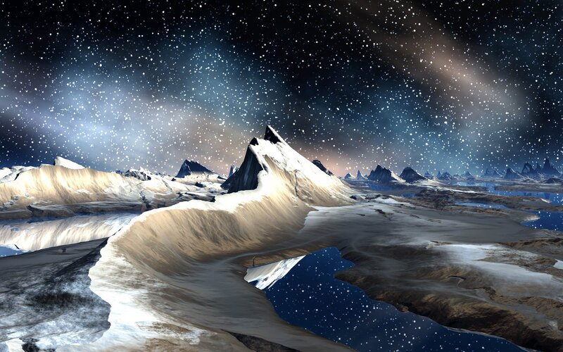 Snow-covered Mountains — White, Dramatic, Night