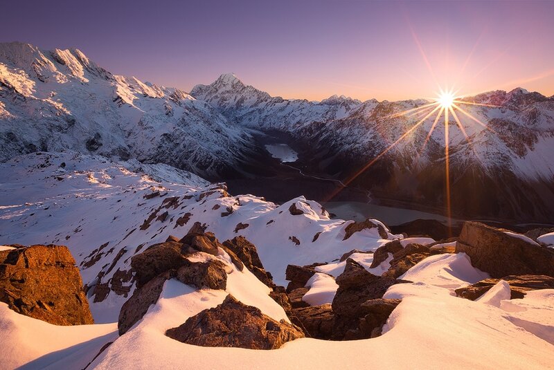 Snow-covered Mountains — White, Dramatic, Sunrise, Photograph