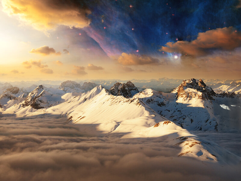 Snow-covered Mountains — White, Dramatic, Sunrise