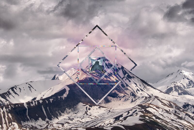 Snow-covered Mountains — White, Dramatic, Winter, Digital Art, Clouds