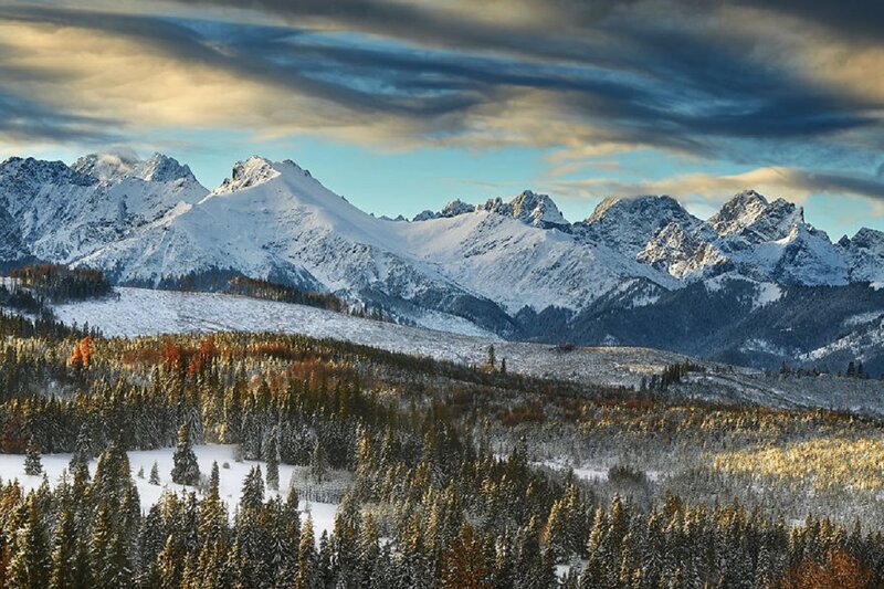 Snow-covered Mountains — White, Dramatic, Winter, Photograph, Forests