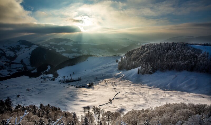 Snow-covered Mountains — White, Dramatic, Winter, Photograph, Sunlight