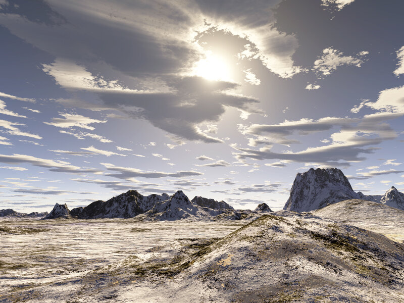 Snow-covered Mountains — White, Serene, Afternoon, 3d Render, Clouds
