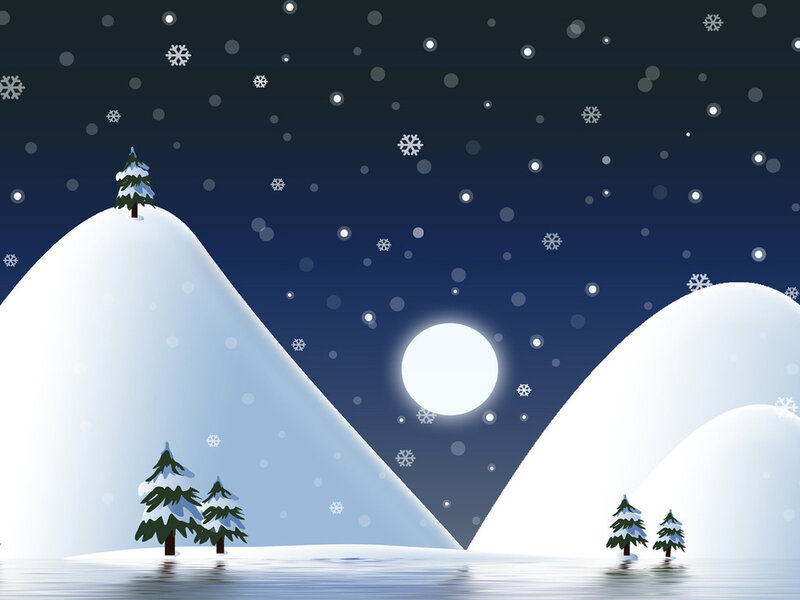 Snow-covered Mountains — White, Serene, Night, Digital Art